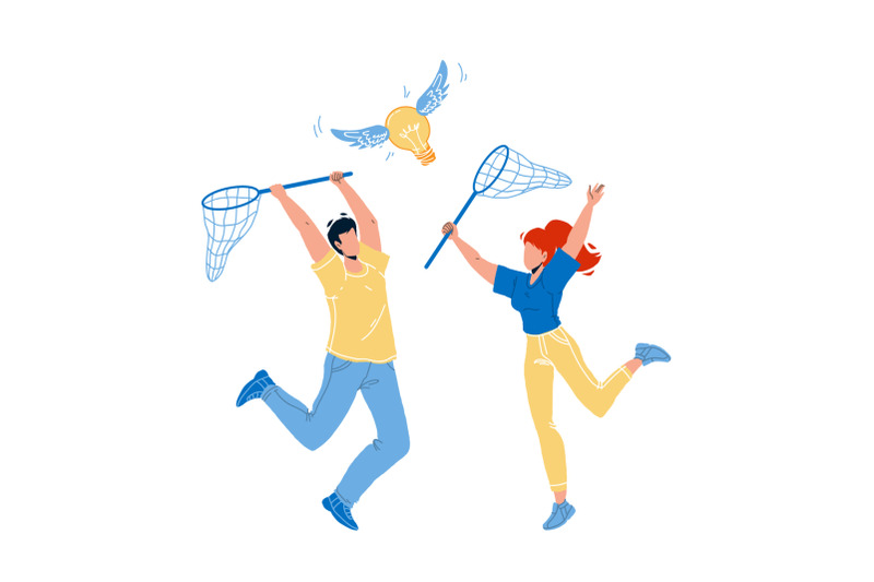 catching-idea-with-net-man-and-woman-people-vector