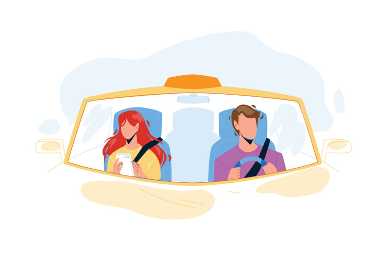 driver-man-driving-car-and-carrying-girl-vector