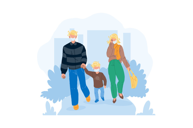 dust-pollution-protective-mask-wear-family-vector