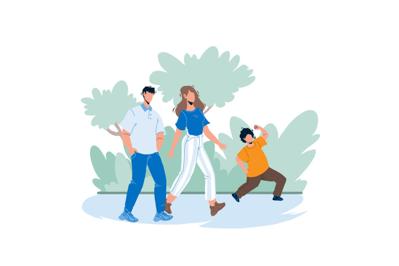 in-family-park-walking-parents-with-child-vector