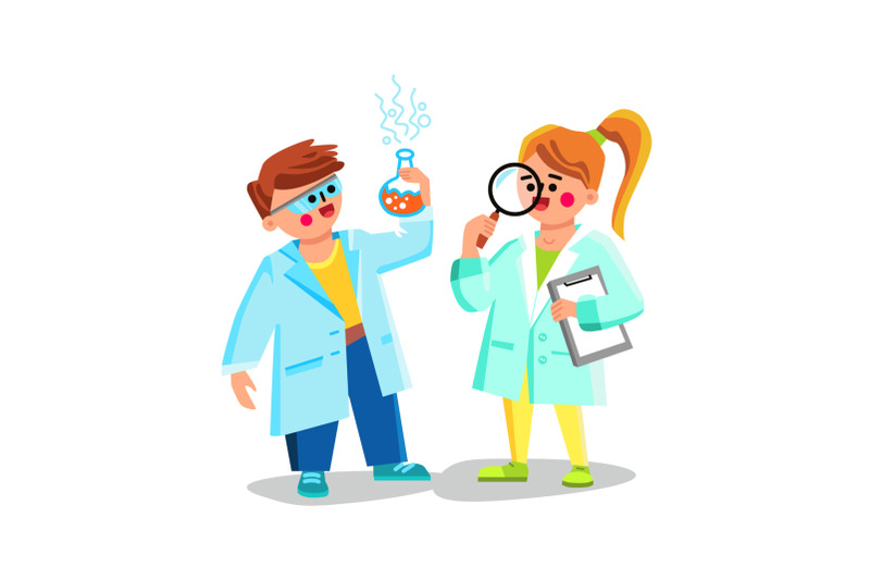 kid-scientists-doing-chemical-experiment-vector