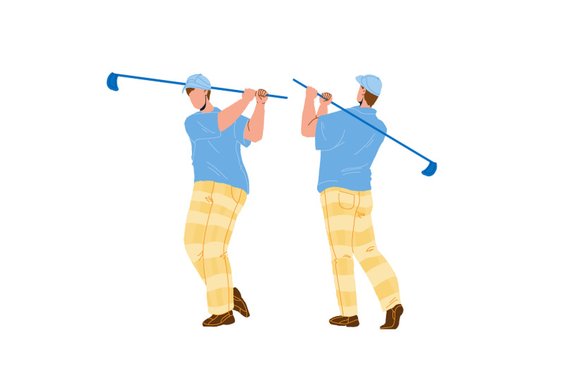 man-playing-golf-and-hitting-ball-with-club-vector