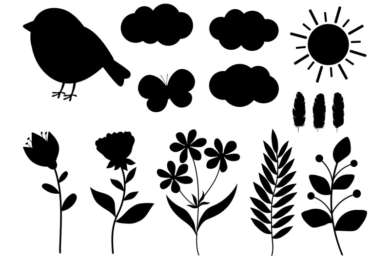 spring-silhouettes-flowers-silhouettes-birds-silhouettes