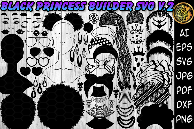 black-princess-builder-svg-clipart-set-2