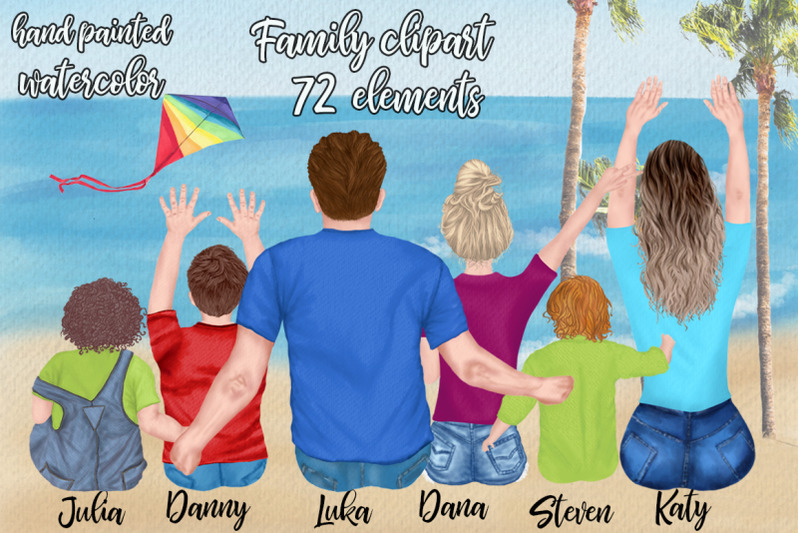 family-clipart-parents-and-kids-family-sitting-beach