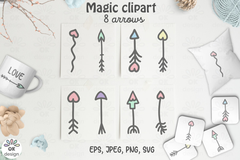 8-hand-drawn-arrows-unicorn-clipart-magical-clipart