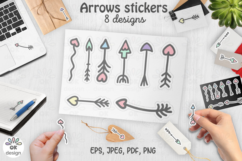 arrows-stickers-clipart-printable-8-designs-png-jpeg-pdf-files