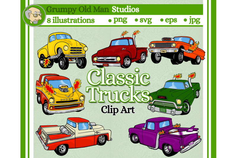 classic-hot-rod-truck-clip-art-pack
