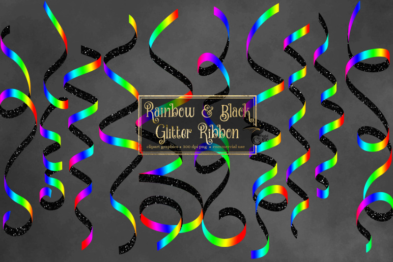 rainbow-and-black-glitter-ribbon-clipart