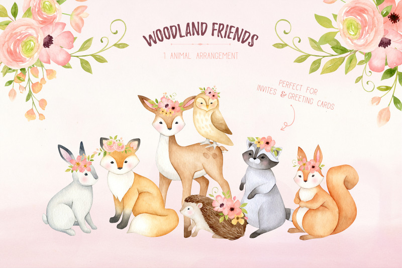 woodland-animals-clipart-watercolor-nursery-print