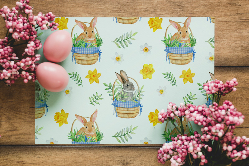 watercolor-easter-rabbits-seamless-patterns-set