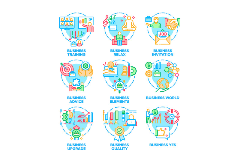 business-world-set-icons-vector-illustrations