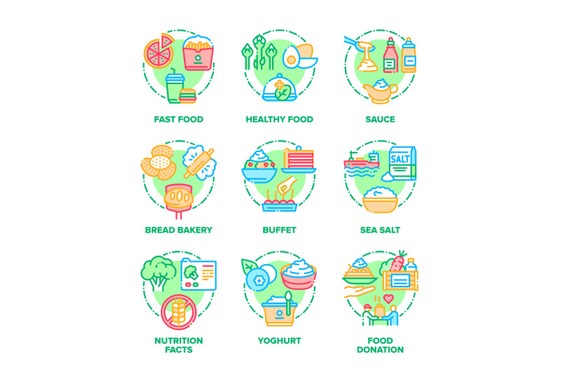 food-and-drink-set-icons-vector-illustrations