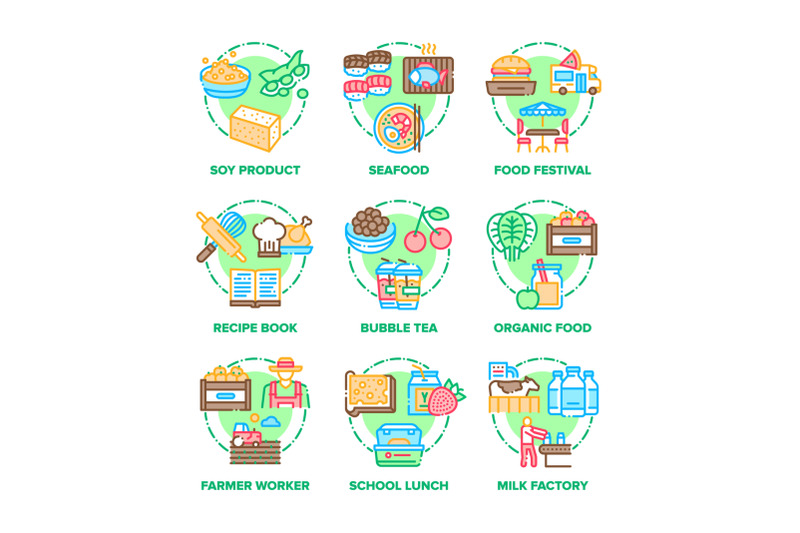 food-lunch-set-icons-vector-color-illustrations