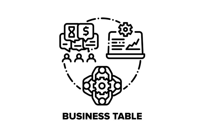 business-table-vector-concept-black-illustrations