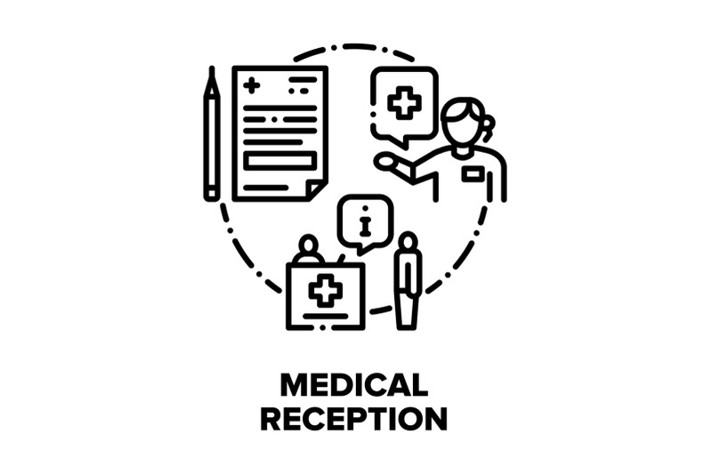 medical-reception-in-hospital-vector-concept-black-illustrations