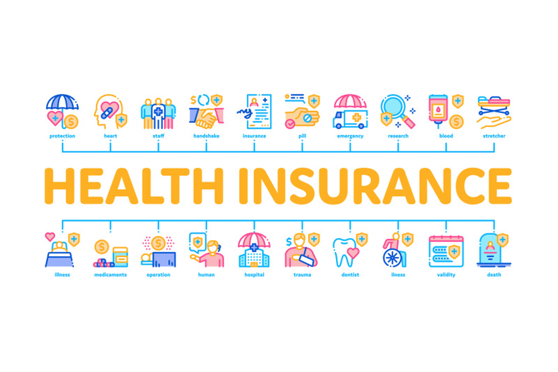 health-insurance-care-minimal-infographic-banner-vector