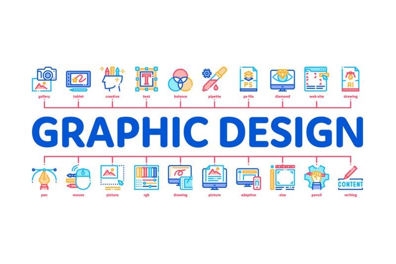 graphic-design-and-creativity-minimal-infographic-banner-vector