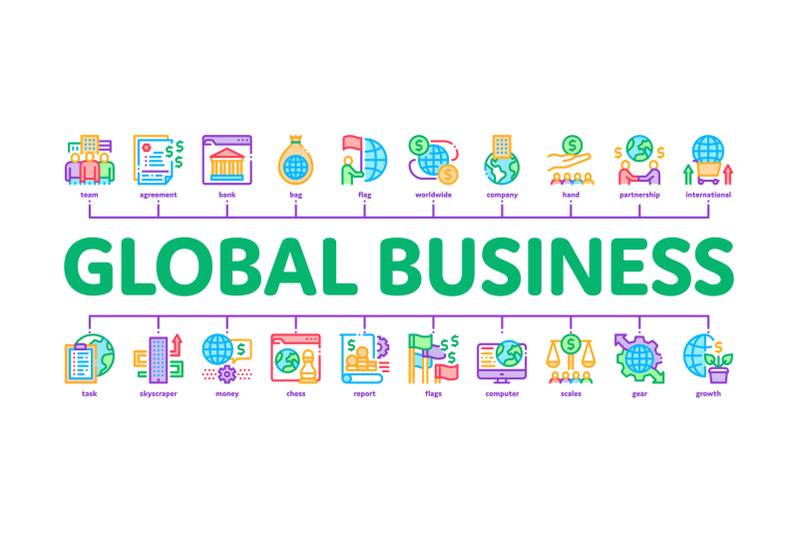 global-business-finance-strategy-minimal-infographic-banner-vector