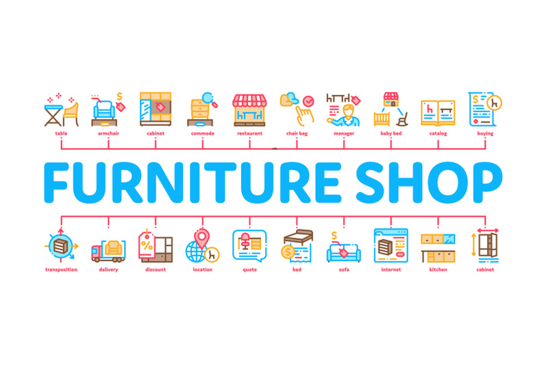 furniture-shop-market-minimal-infographic-banner-vector