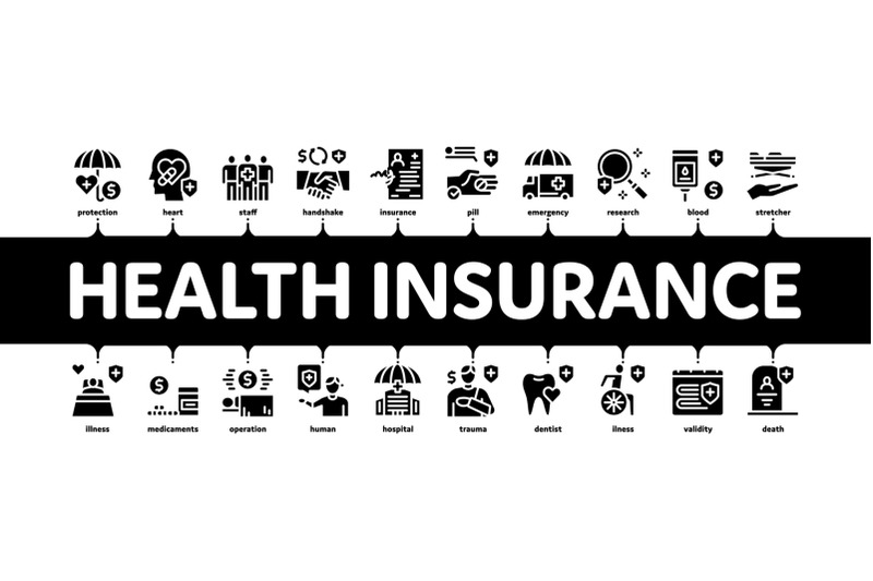 health-insurance-care-minimal-infographic-banner-vector