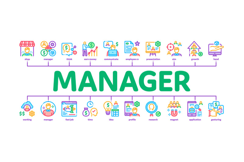 account-manager-work-minimal-infographic-banner-vector