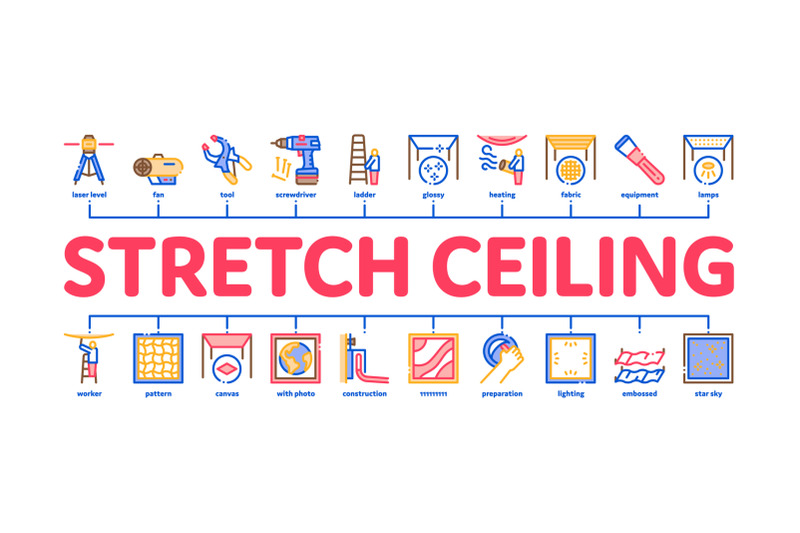 stretch-ceiling-tile-minimal-infographic-banner-vector