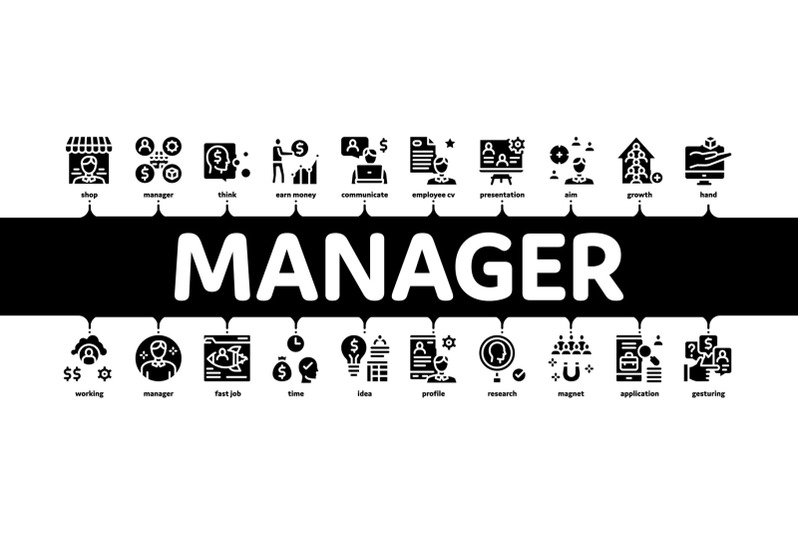 account-manager-work-minimal-infographic-banner-vector