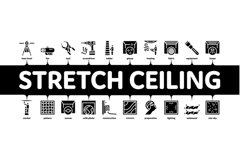 stretch-ceiling-tile-minimal-infographic-banner-vector