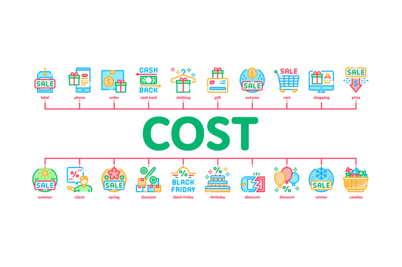 cost-reduction-sale-minimal-infographic-banner-vector