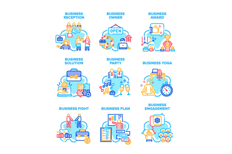 business-solution-set-icons-vector-illustrations