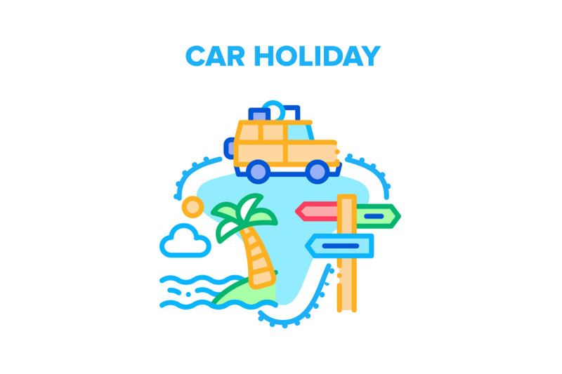 car-holiday-vector-concept-color-illustration