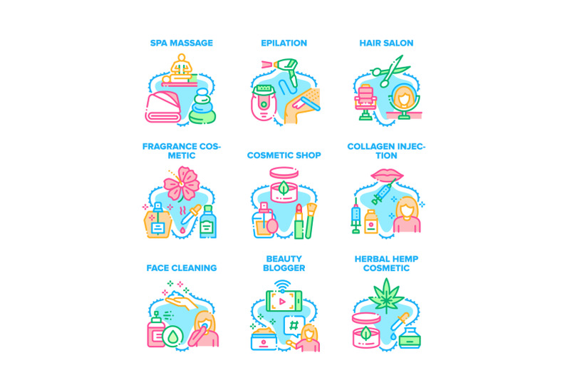 cosmetic-glamor-set-icons-vector-illustrations