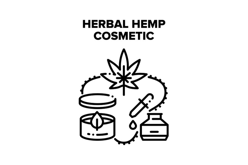 herbal-hemp-cosmetic-therapy-vector-black-illustrations