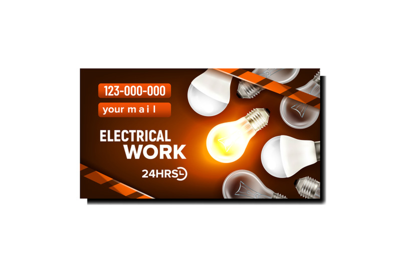 electrical-work-service-promotional-poster-vector