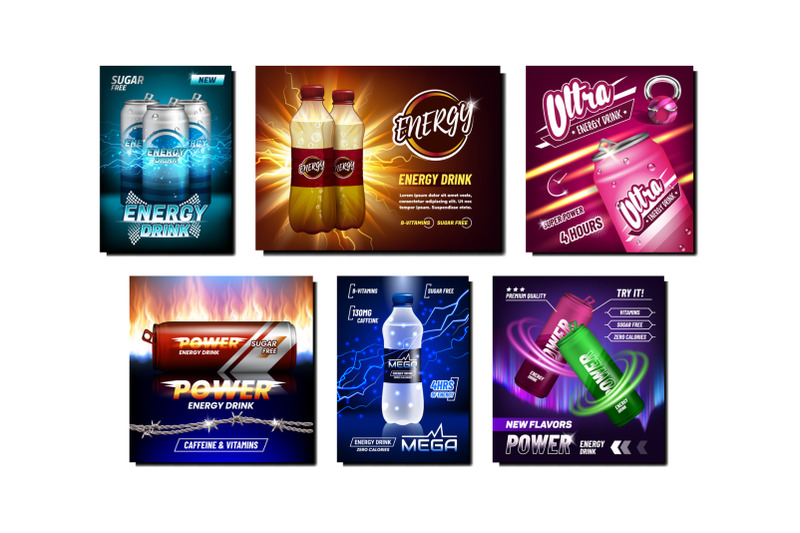 energy-drink-creative-promotion-posters-set-vector