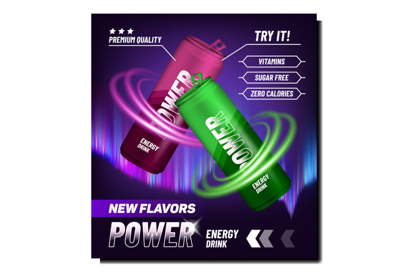 new-flavors-power-drink-promotional-banner-vector