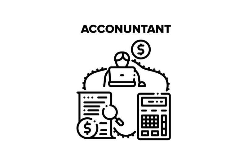 accountant-work-vector-black-illustrations