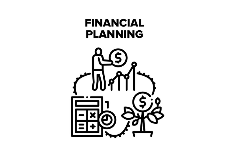 financial-planning-economy-vector-black-illustrations