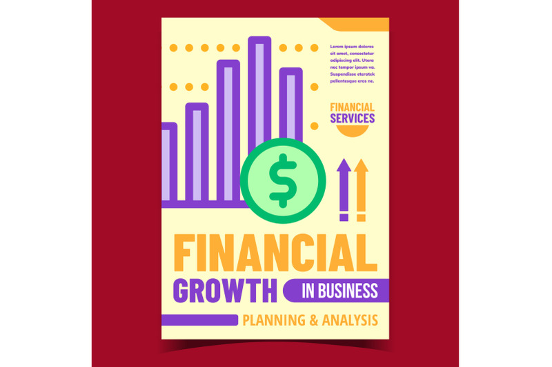 financial-growth-in-business-promo-poster-vector