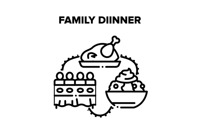 family-dinner-vector-black-illustrations