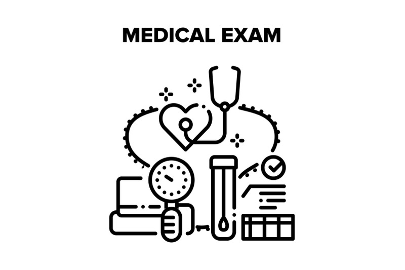 medical-exam-vector-black-illustrations