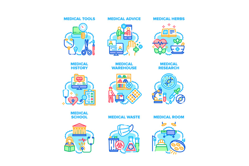 medical-advice-set-icons-vector-illustrations