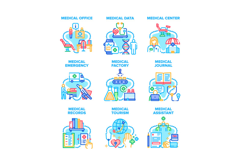 medical-emergency-set-icons-vector-illustrations