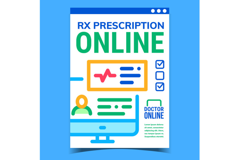 online-rx-prescription-promotional-poster-vector