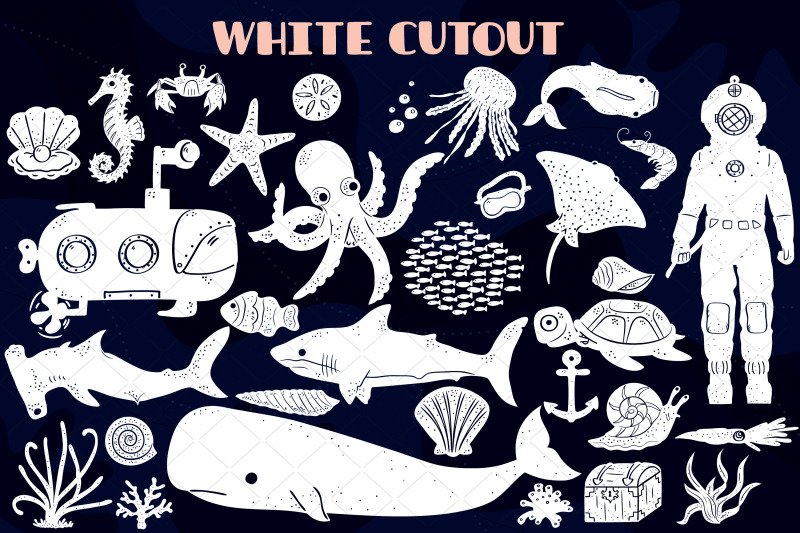 under-the-sea-white-hand-drawn-fish-ocean-life-octopus-shell