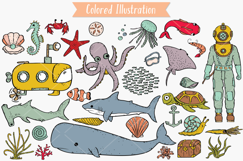 under-the-sea-color-hand-drawn-fish-ocean-life-octopus-shell