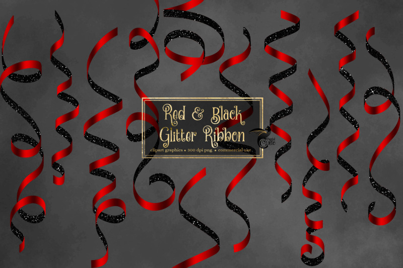 red-and-black-glitter-ribbon-clipart