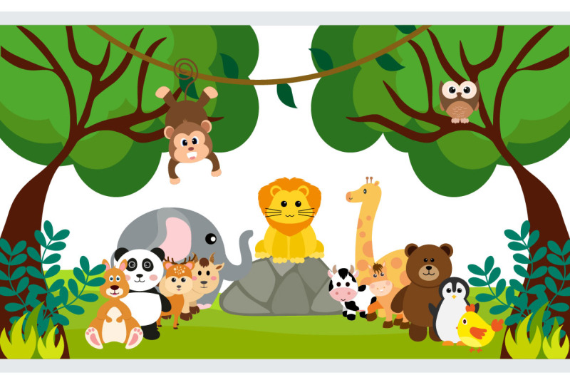 8-jungle-animals-and-zoo-cartoon-flat-style