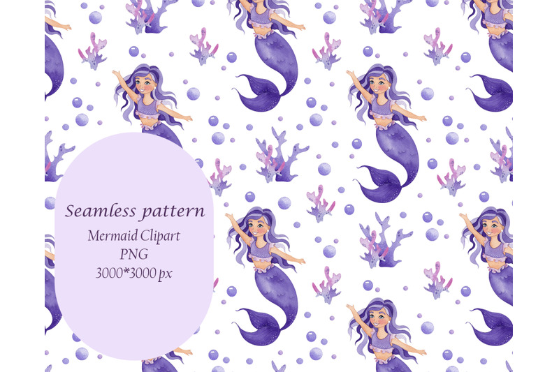 mermaid-clipart-watercolor-underwater-collection